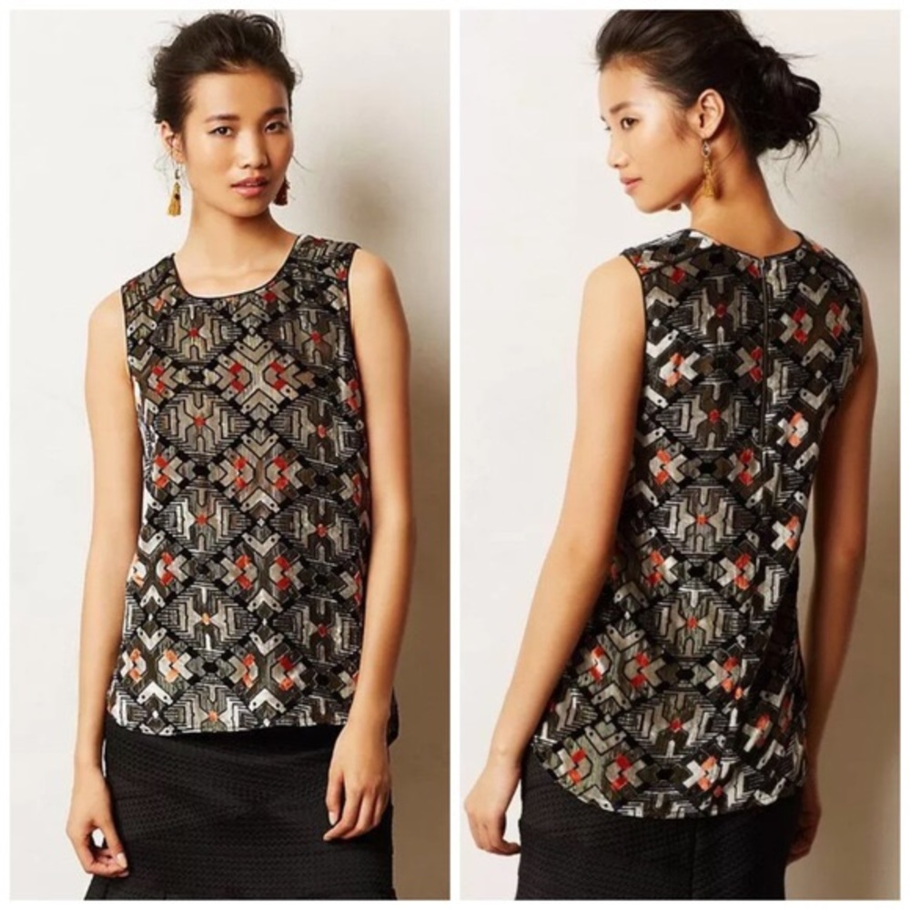 Anthropologie velvet and gold shimmer top